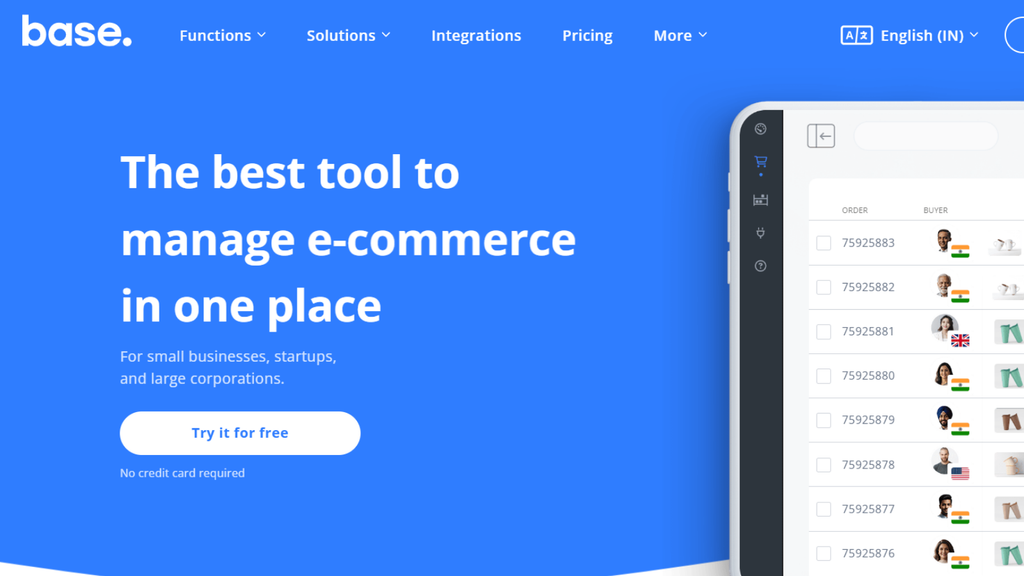Base.com inventory and order management platform showing centralized ecommerce operations, inventory sync, order processing, and warehouse management