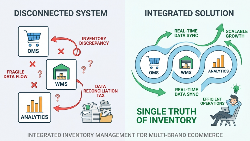Comparison of a disconnected inventory system with an integrated solution providing one reliable source of inventory data
