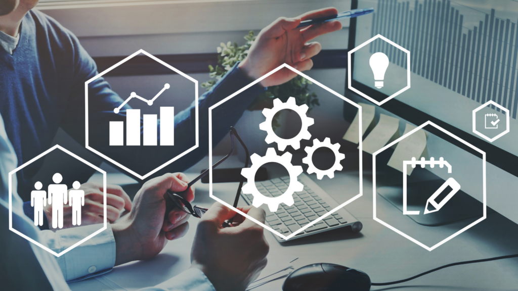 Business management illustration representing coordinated pricing, inventory, operations, and marketplace planning