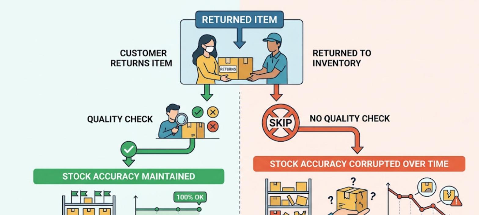 Warehouse management indicators showing when businesses should move beyond spreadsheets or a basic WMS, including pick errors, dispatch delays, and unprocessed returns