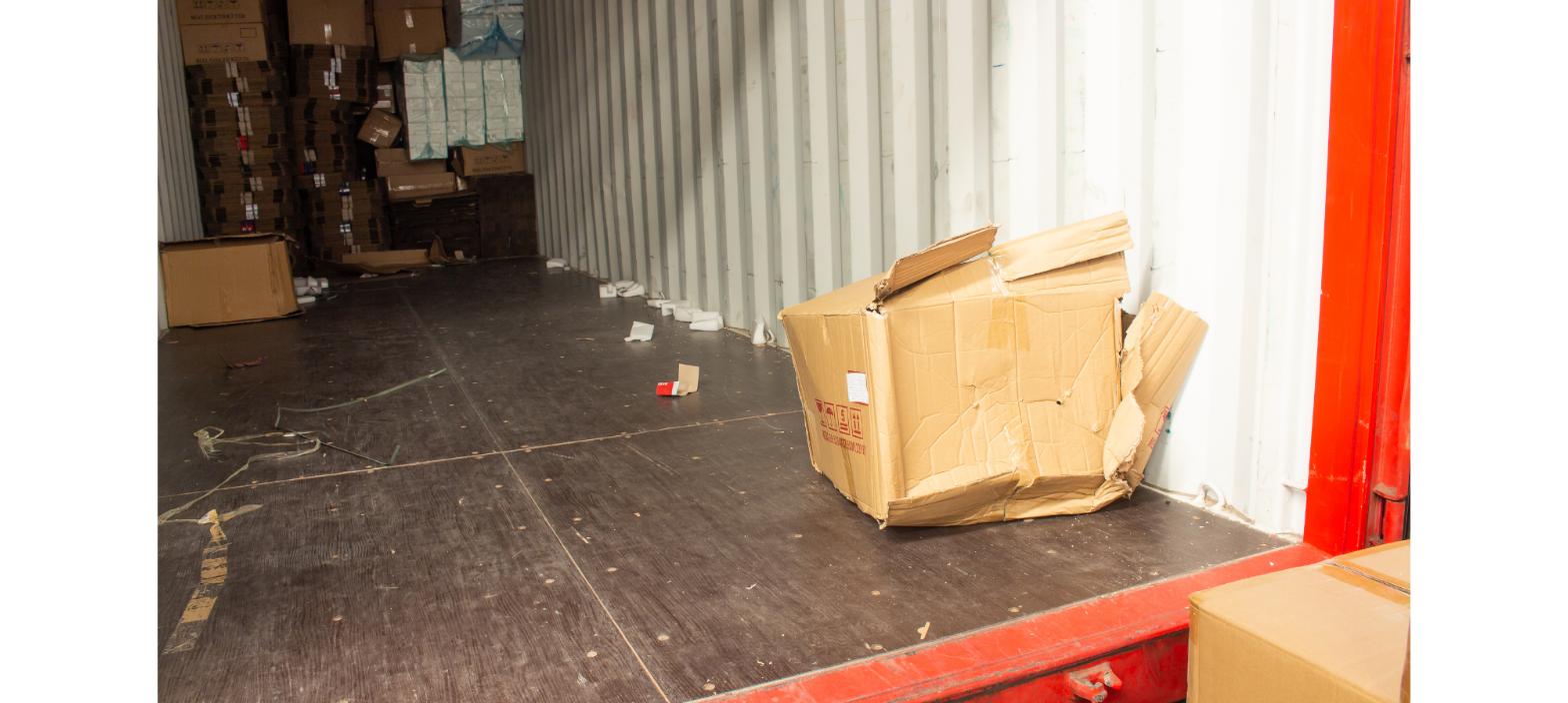 Warehouse return area with packages waiting for inspection and processing after reverse logistics