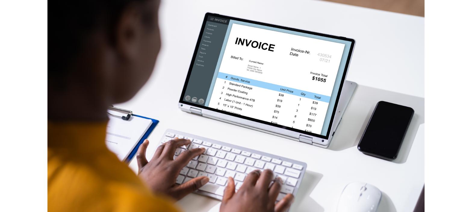 GST and invoicing compliance showing an ecommerce invoice being prepared digitally with GST and tax-related order information