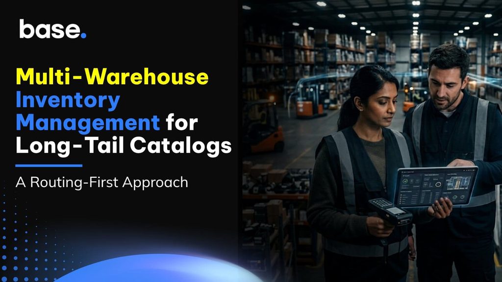 Multi-warehouse inventory management for long-tail catalogs, with warehouse operations and routing-based stock control.