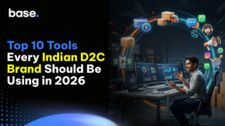 Top 10 tools every Indian D2C brand should use in 2026, showing a business operator managing ecommerce software, orders, customers, and digital operations