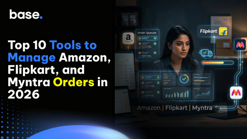 Cover image for a guide to choosing tools for managing Amazon, Flipkart, and Myntra orders in 2026.