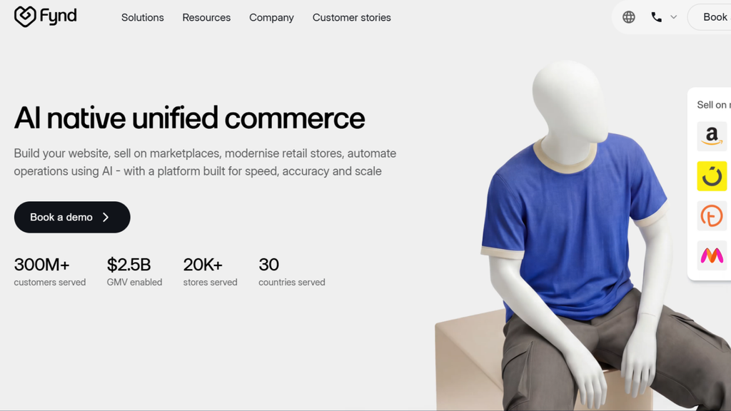 Fynd Commerce platform showing an integrated ecommerce storefront and backend for unified commerce operations