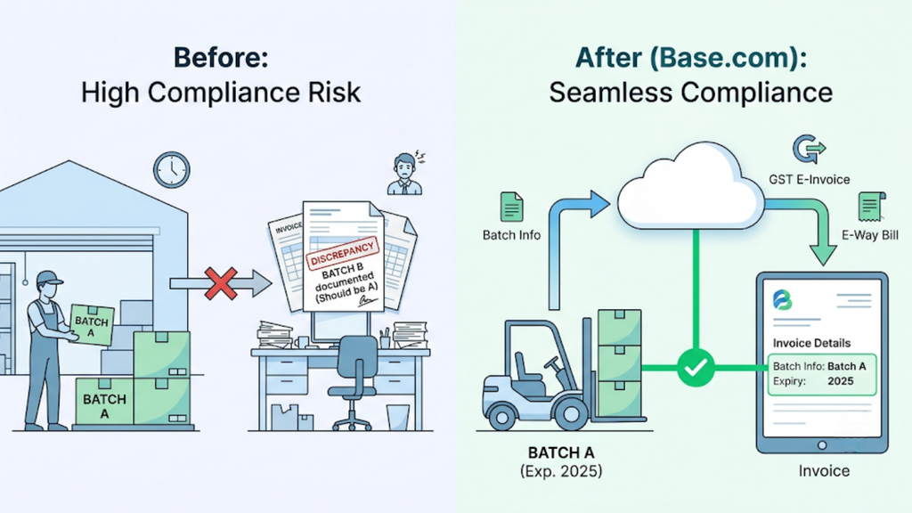 Manual picker-selected batches compared with system-nominated batches that prioritise the earliest expiry and reduce write-offs.