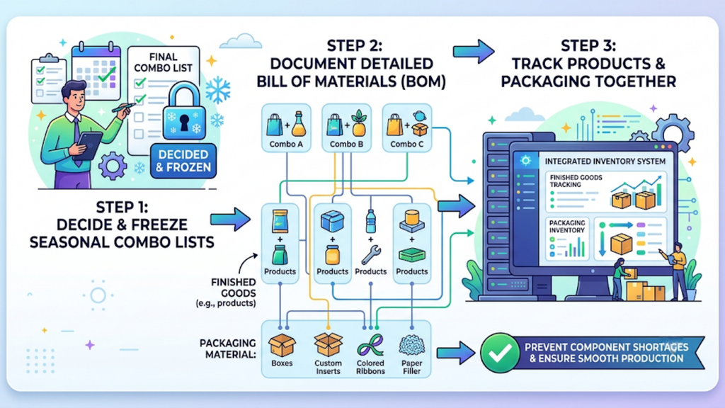 Inventory process improvement framework showing how accurate component data supports automation, faster processing, and scalable fulfilment.