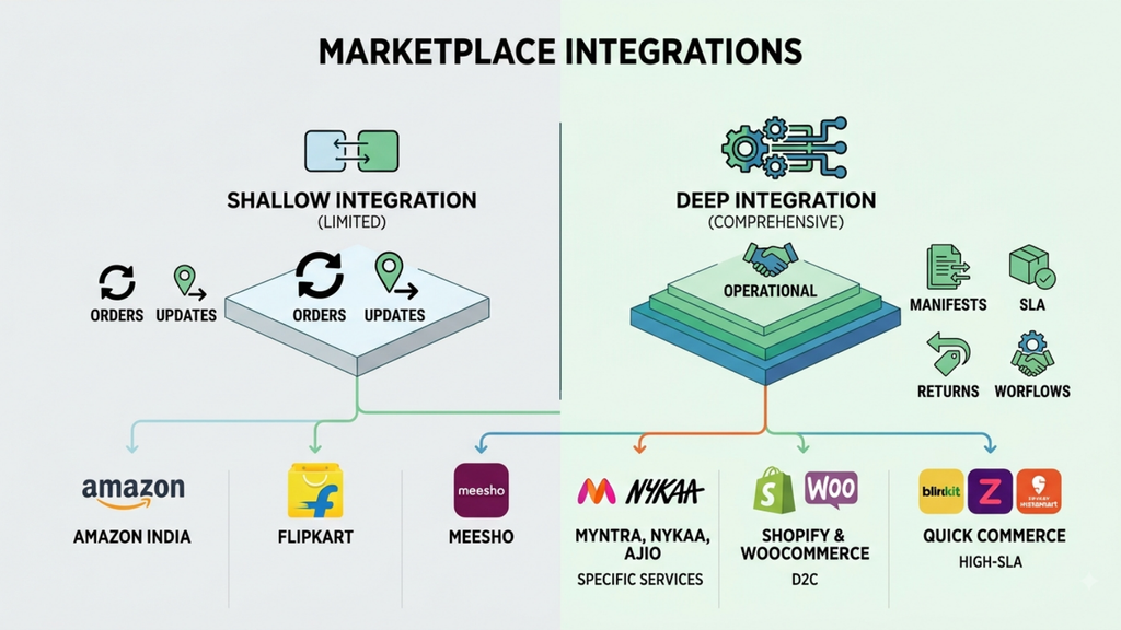 Returns and RTO management concept showing ecommerce parcels being inspected and processed after delivery returns