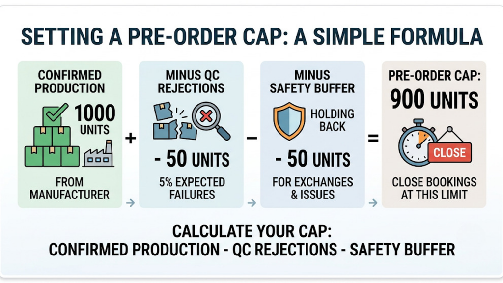 Dedicated pre-order SKU and inventory pool showing physical stock and promised stock managed separately within an inventory system