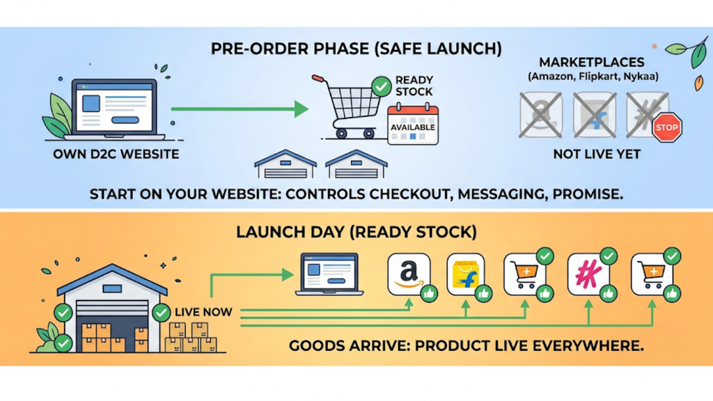 Pre-order quantity cap formula showing confirmed production reduced by quality-control rejections and a safety buffer