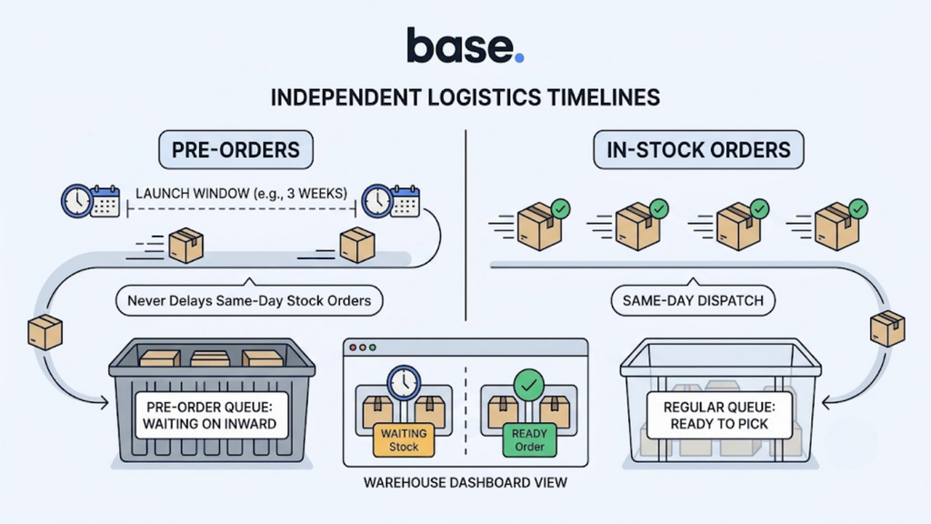 Pre-order payment and invoicing strategy showing token payments, COD controls, invoice generation, cancellation handling, and advance reconciliation
