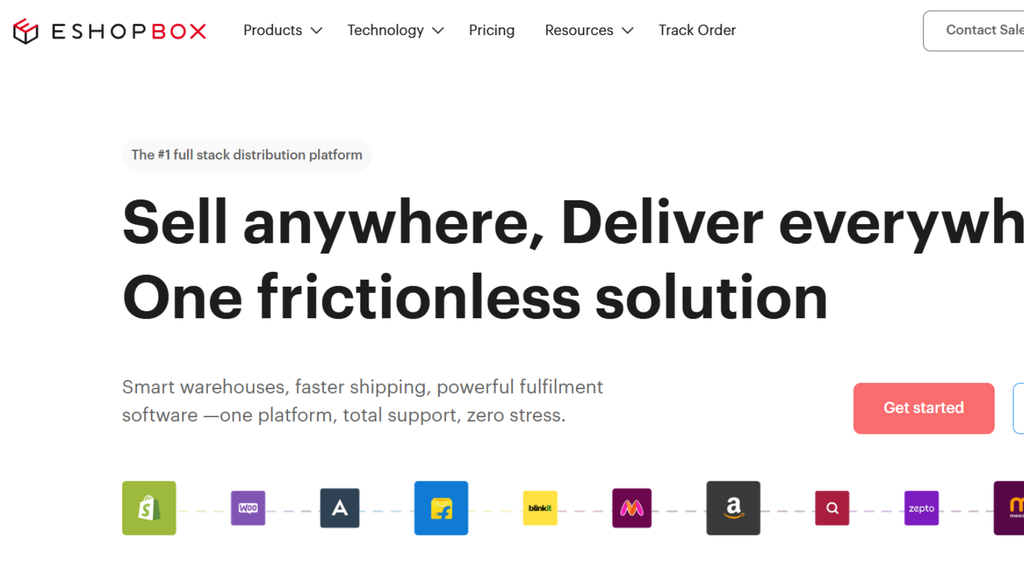 Eshopbox fulfilment platform showing ecommerce order processing, warehouse operations, shipping, and multi-channel fulfilment