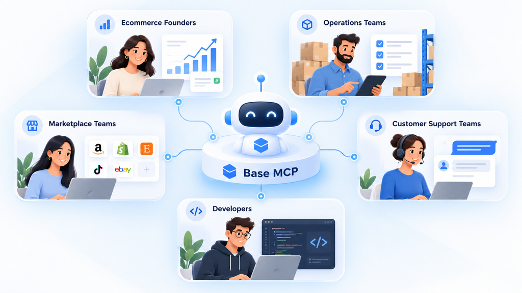 Base MCP connecting ecommerce founders, operations, marketplace, customer support and developer teams to AI-powered business context.