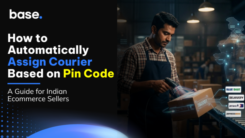 Cover image introducing automatic courier assignment by PIN code for Indian ecommerce sellers.
