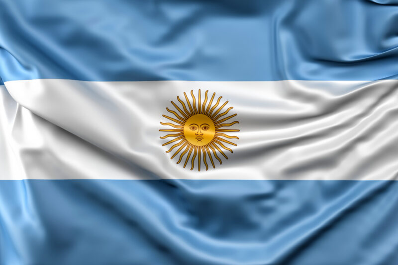 Bandera argentina hecha de tela