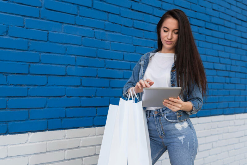 Young client using a digital tablet