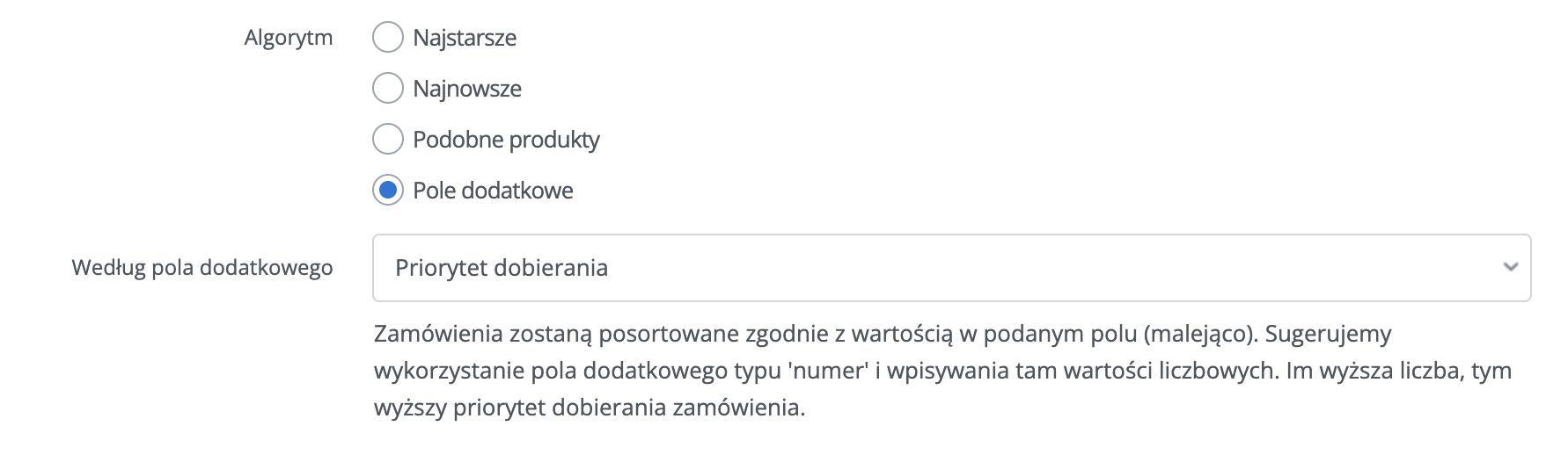 Pole dodatkowe Asystent Pakowania BaseLinker