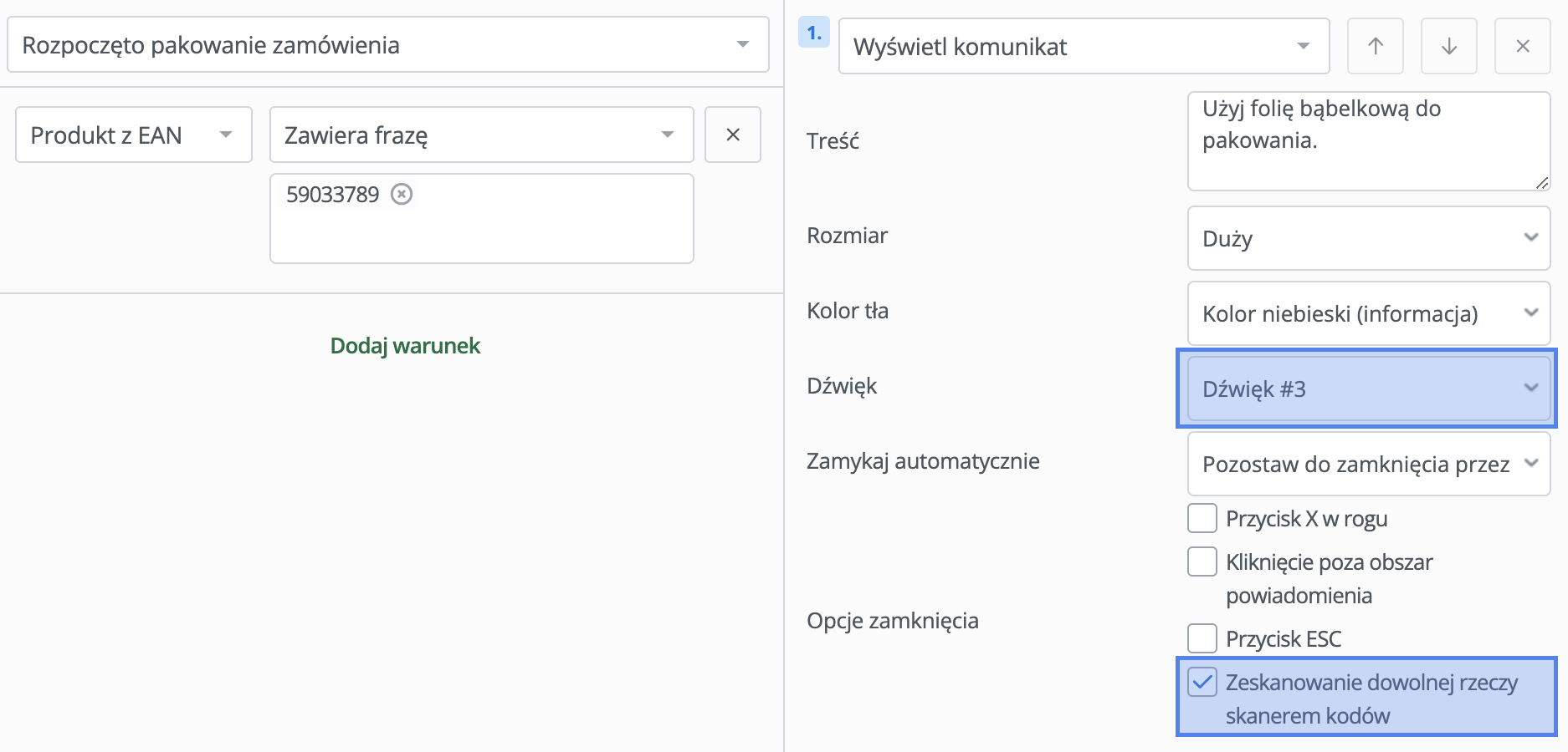 powiadomienia dzwiekowe baselinker
