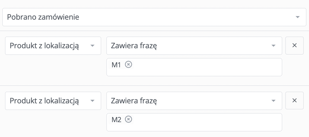 warunek lub akcje automatyczne baselinker
