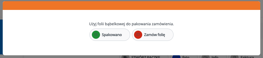 Komunikat o folii bąbelkowej dla pakowacza w BaseLinker