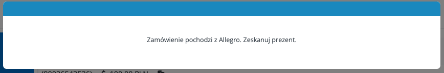 Komunikat o upominku w Asystencie Pakowania BaseLinker
