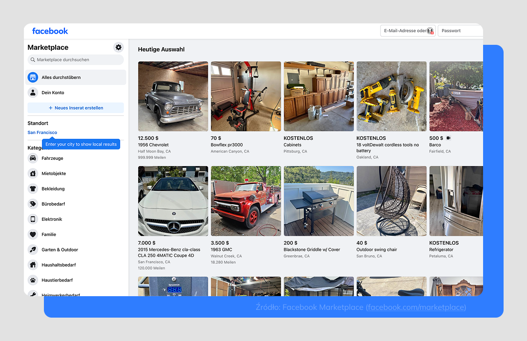 Facebook Marketplace niemiecka platforma sprzedażowa