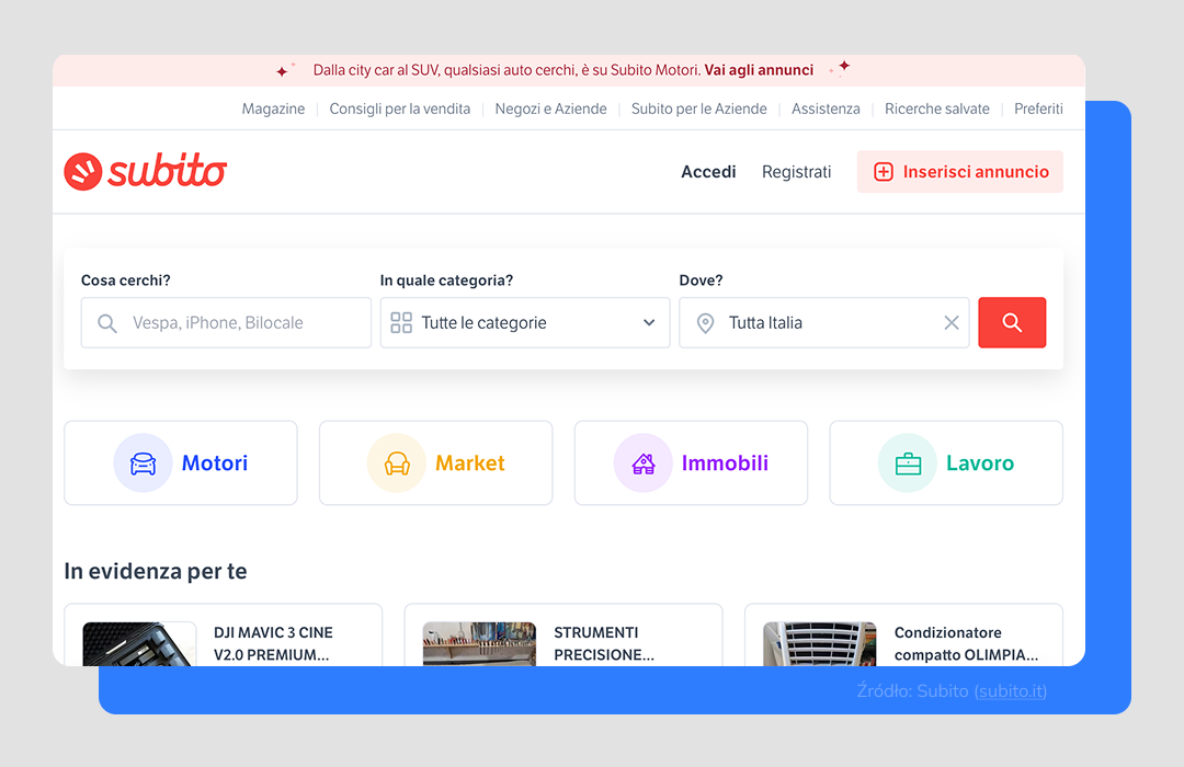 Subito.it: platforma sprzedażowa i platforma aukcyjna