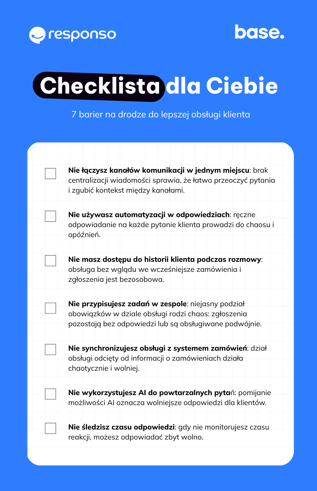Checklista obsługa klienta Reponso