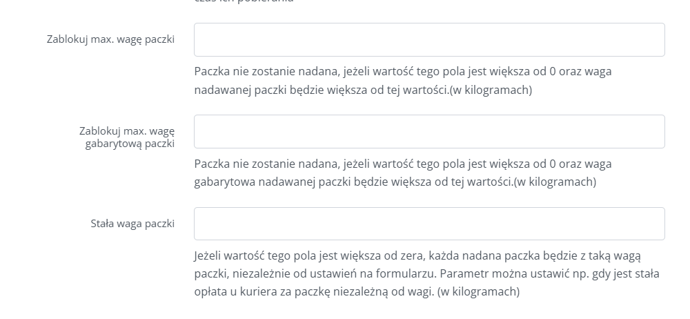 Ustawienia stałej wagi produktów