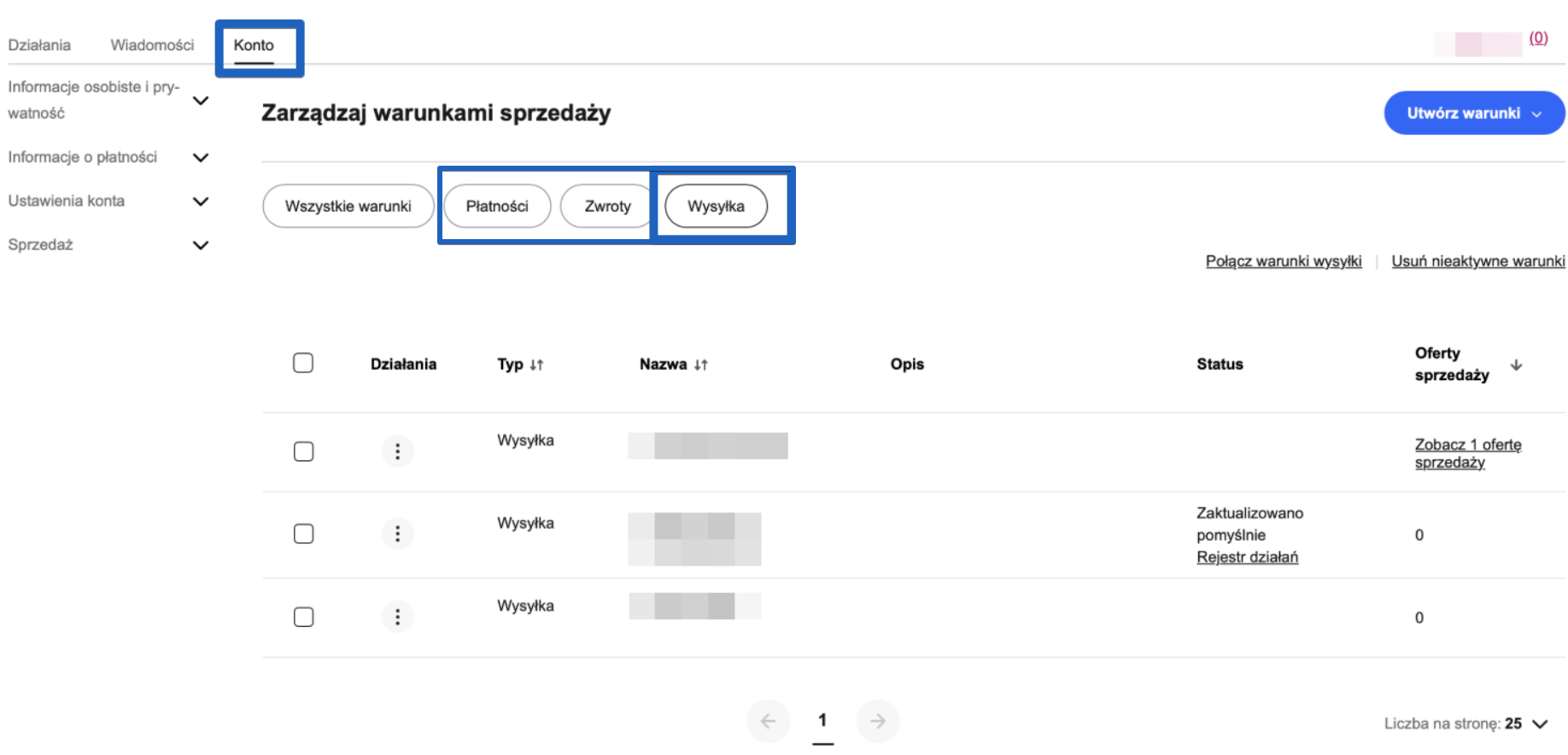 Ustawienia polityki zwrotów, płatności oraz wysyłki w serwisie eBay