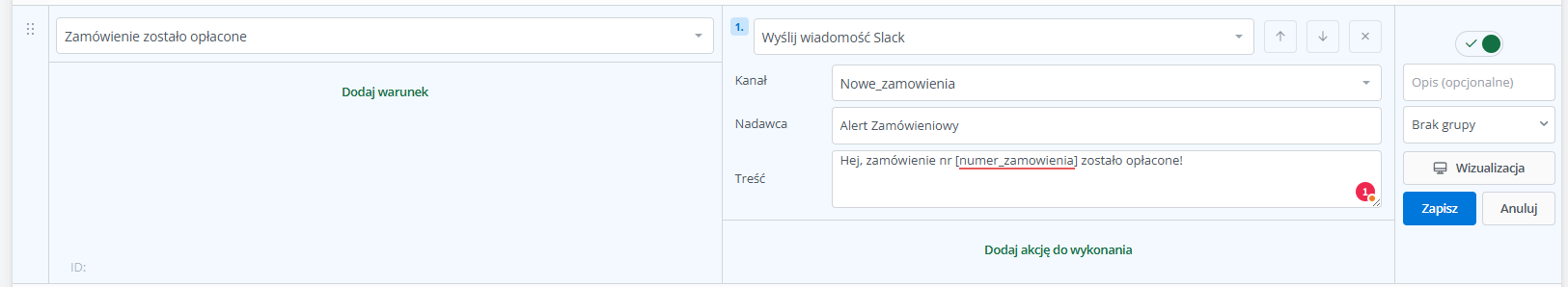Slack - akcje automatyczne