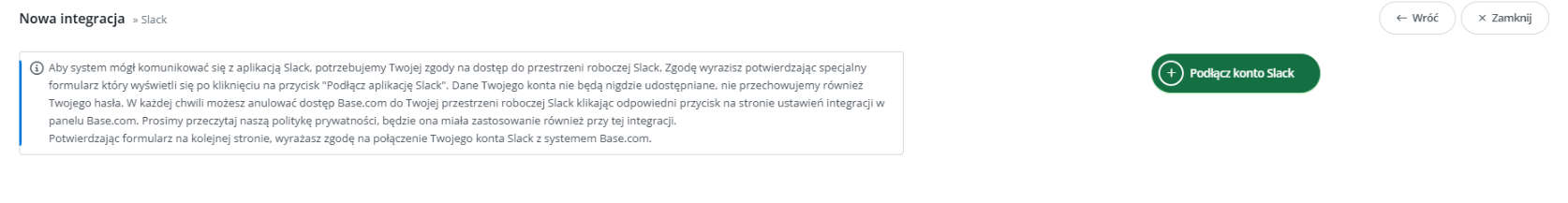 Dodawanie Slack do Base