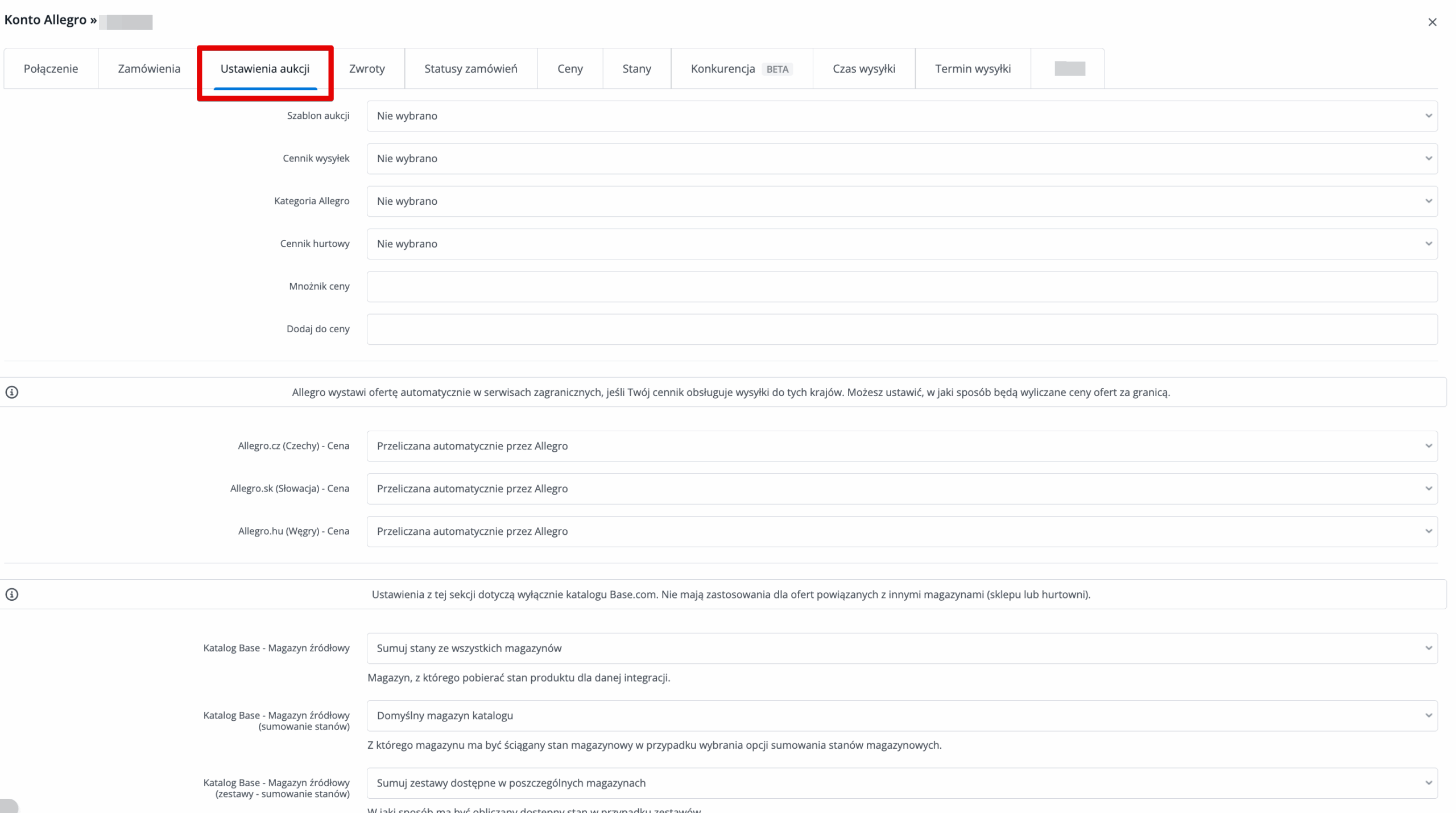 Ustawienia aukcji i ofert w Base.