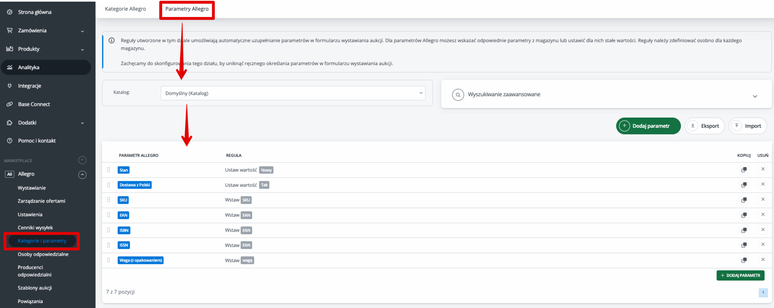 Mapowanie parametrów