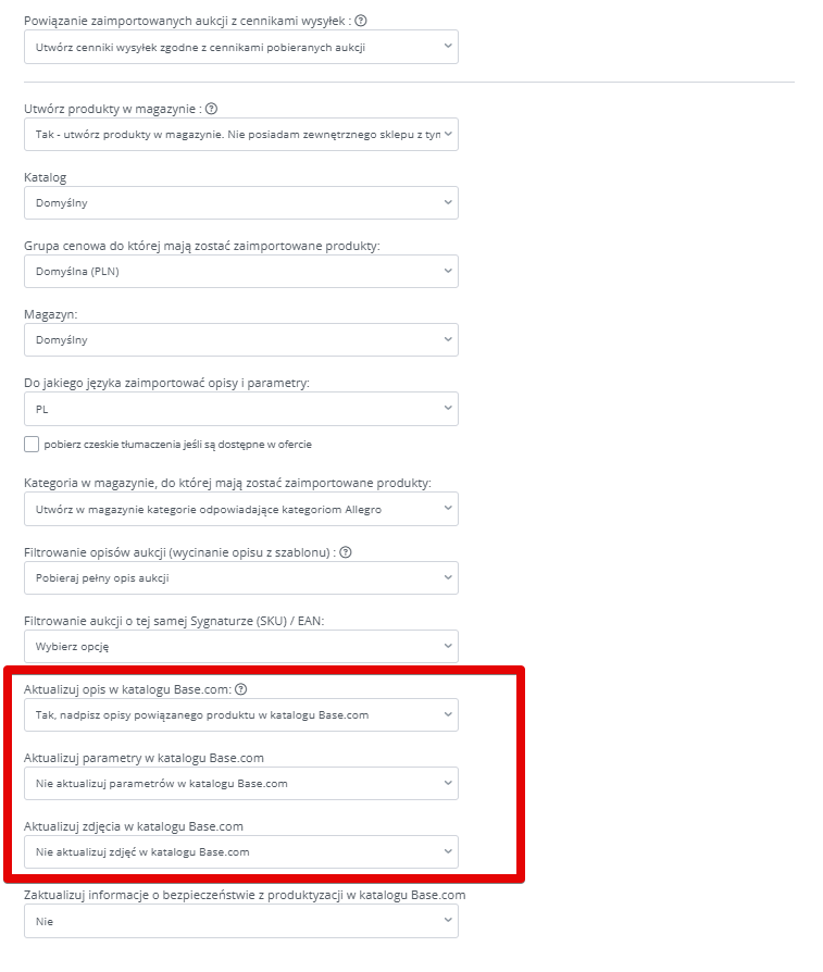 Aktualizacja zdjęć,opisu,parametrów za pomocą importu. 