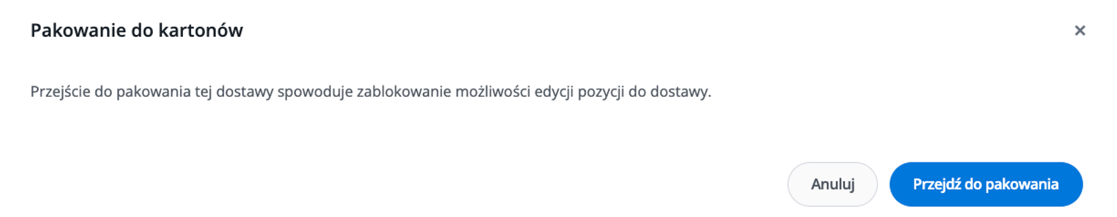 Komunikat o blokadzie edycji listy produktów