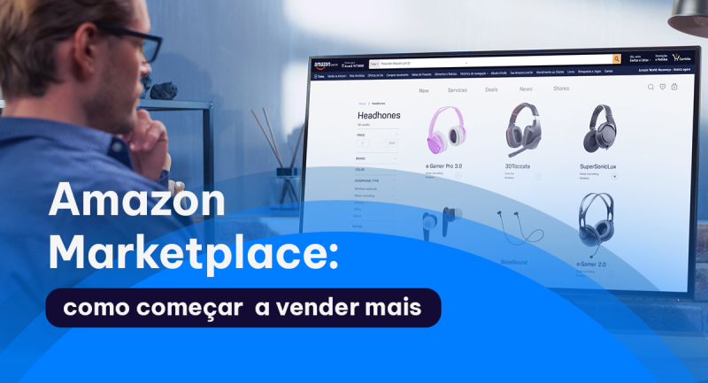 gestor de ecommerca olhando para tela de computador pensando em como aumentar as vendas na amazona marketplace