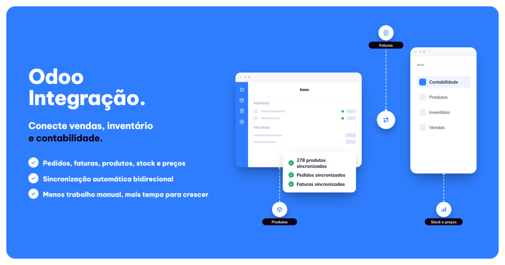 integração Odoo com a Base, hub de e-commerce